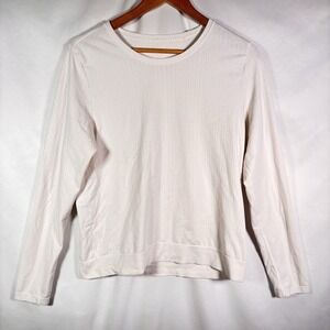 Athleta Shirt Womens Large No Tag White Logo Athleisure Everyday Minimalist Top